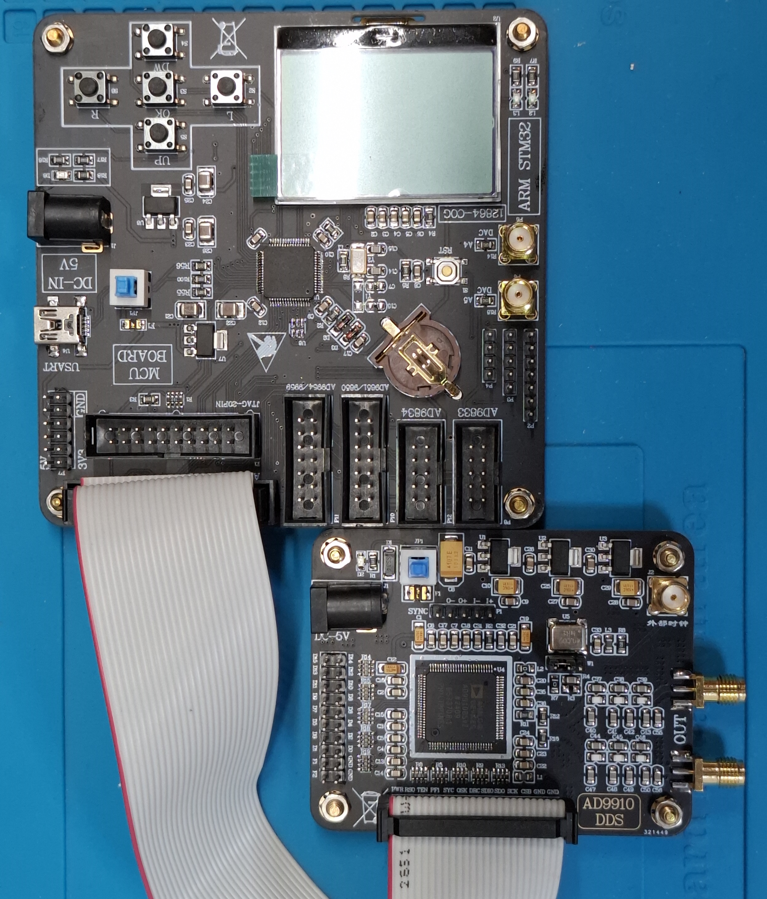 AD9910 module connected to DDS driver board