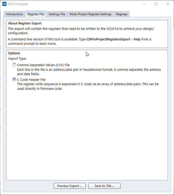 Export dialog in ClockBuilder software